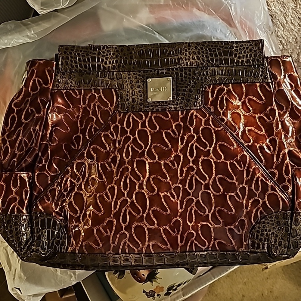 EUC Miche Drew Prima Bag Purse Shell Only Metallic Cinnamon Brown Croc